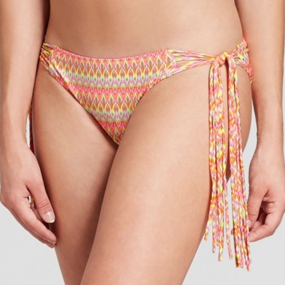 🏷️Shade & Shore Pink Chevron Bikini Swimsuit 38B Top XS Bottoms - Picture 4 of 8